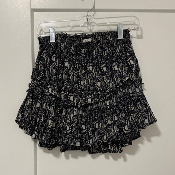 LoveShackFancy Black and Cream Mini Skirt - Picture 1 of 3